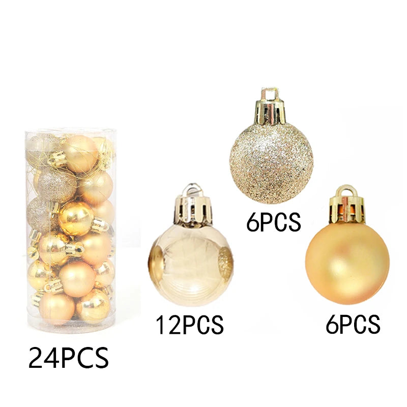 24Pcs Mini Christmas Ball Ornaments – 3cm Tree Decorations Christmas Tree Ornaments Babs Gold 3cm