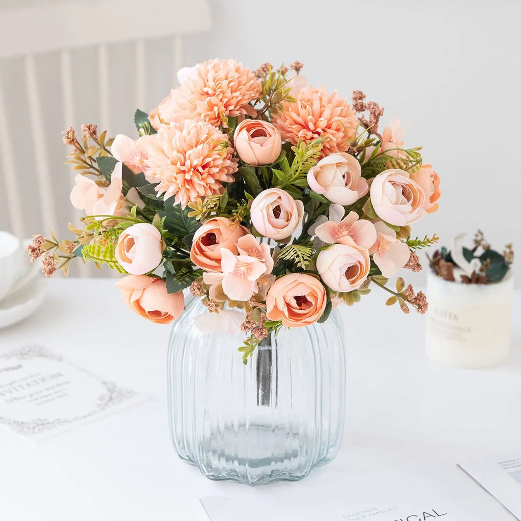 Artificial Silk Rose & Hydrangea Bouquet for Wedding Decor Artificial Flower Bouquet Babs