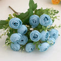 Artificial Silk Rose Tea Bud Bouquet – Wedding & Home Decor Artificial Flower Bouquet Babs Blue 1 pc