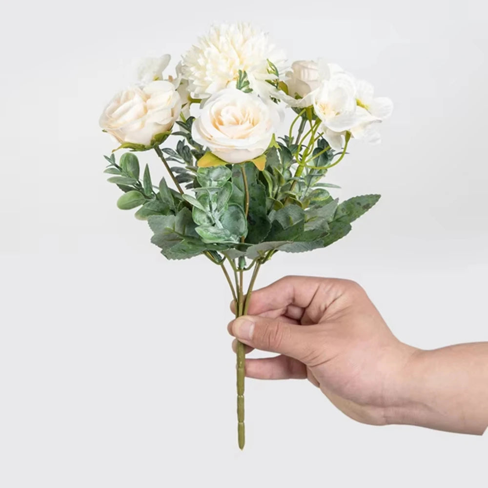 Silk Rose & Chrysanthemum Artificial Bouquet | Wedding & Home Artificial Silk Flowers Babs