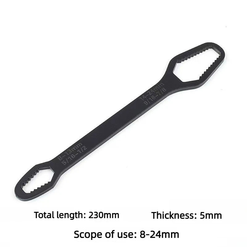 Adjustable Double Head Self-Tightening Wrench 8–24mm Adjustable Wrench Babs black as picture