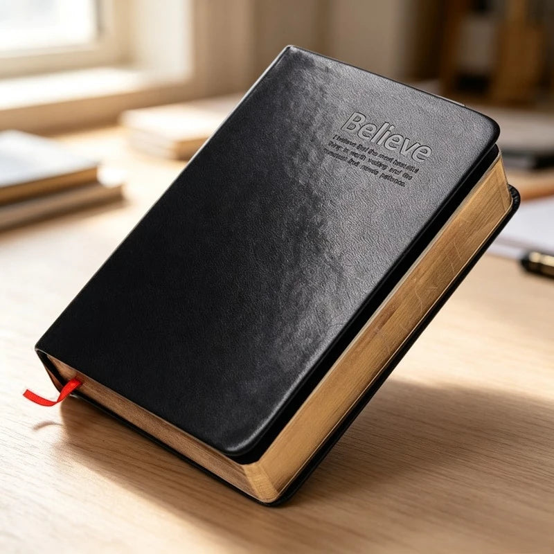 A6 PU Leather Notebook Vintage Gold Edge Bible Style Journal Leather Journal Notebook Babs