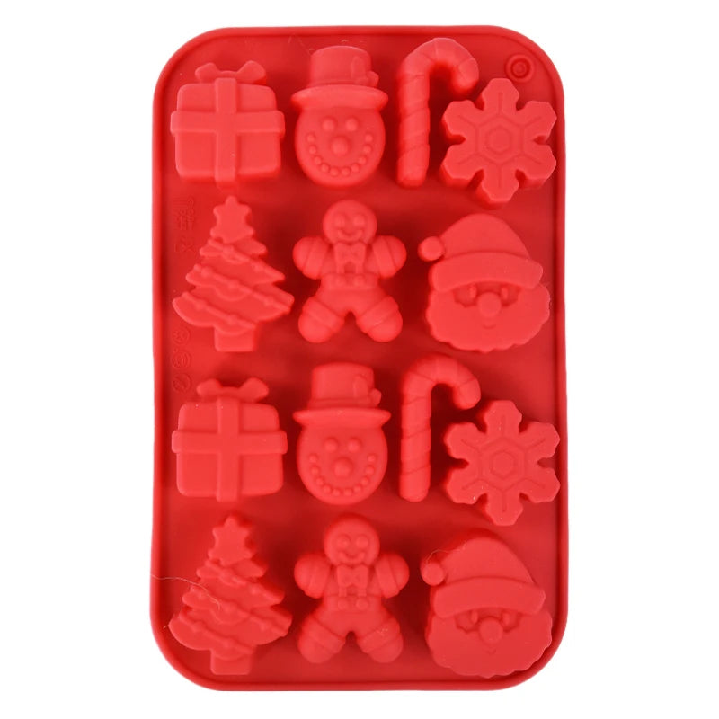 Christmas Silicone Molds – Gingerbread, Snowflake & Xmas Tree Silicone Baking Molds Babs Red