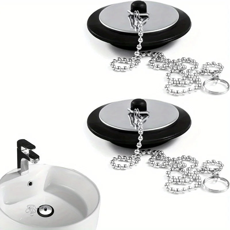 3-Pack Rubber Sink Plugs with Ball Chain – 43mm Drain Cover Sink Drain Plug Babs