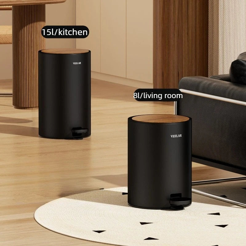 Large Metal Pedal Trash Can with Lid – 8L & 15L Luxury Bin Pedal Trash Can Babs