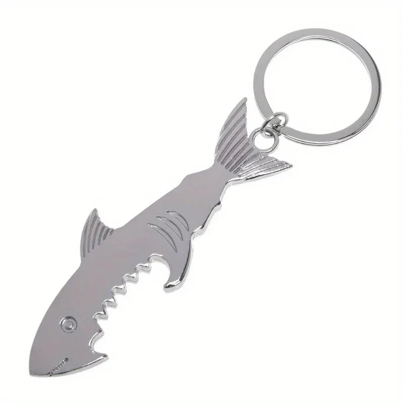Shark Bottle Opener Keychain – Zinc Alloy Silver Key Ring Keychain Bottle Opener Babs