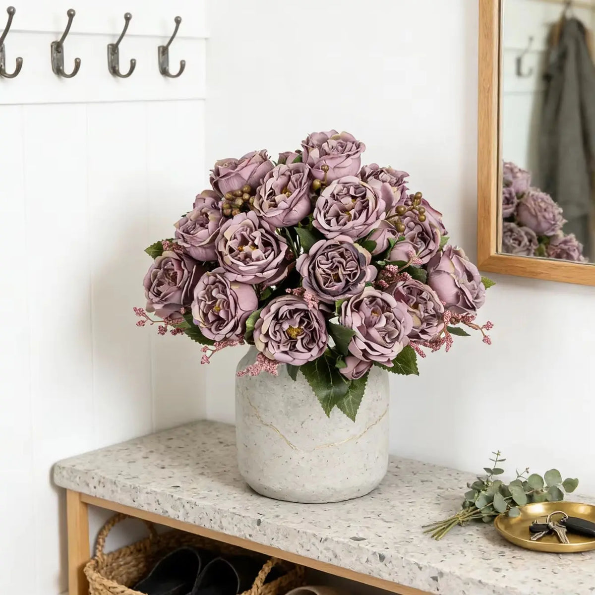 Artificial Silk Peony Rose Bouquet – Wedding & Home Décor Artificial Flower Bouquet Babs