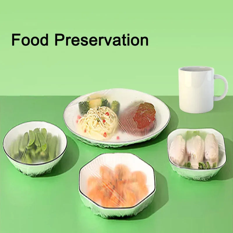 100pcs Disposable Elastic Food Covers for Bowls, Plates & Cups Disposable Food Covers Babs