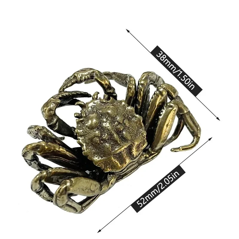Antique Bronze Brass Crab Miniature Figurine Car Ornament Miniature Figurine Babs 1pc