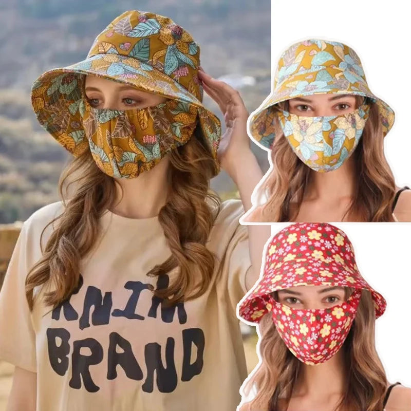 Women's Wide Brim Floral Sun Hat – UV Protection Fisherman Cap Women's Sun Hat Babs