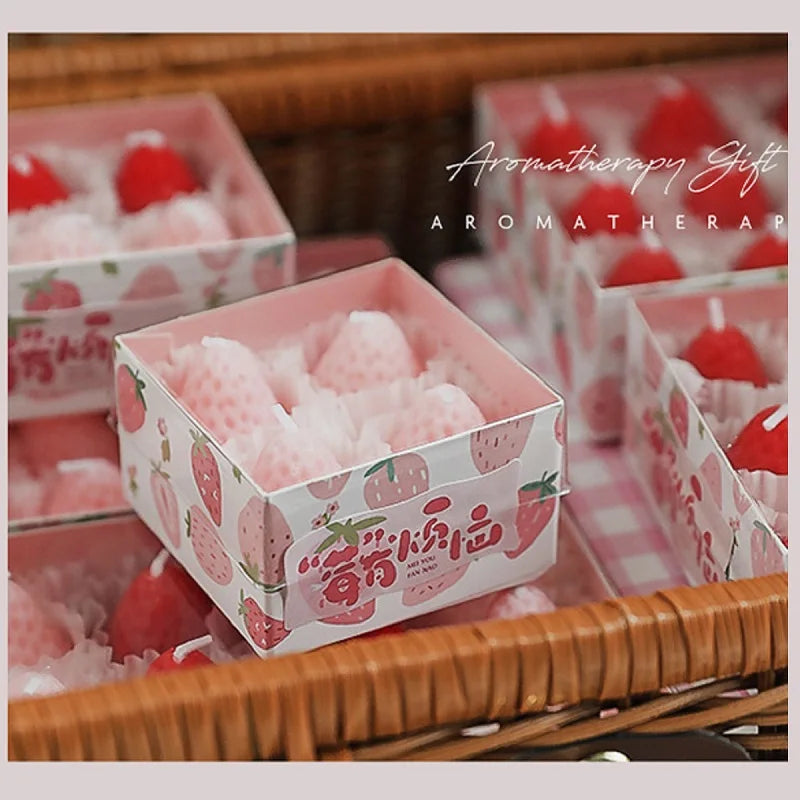 Strawberry Scented Candles Gift Box – Handmade Fruit Candles Scented Candle Set Babs