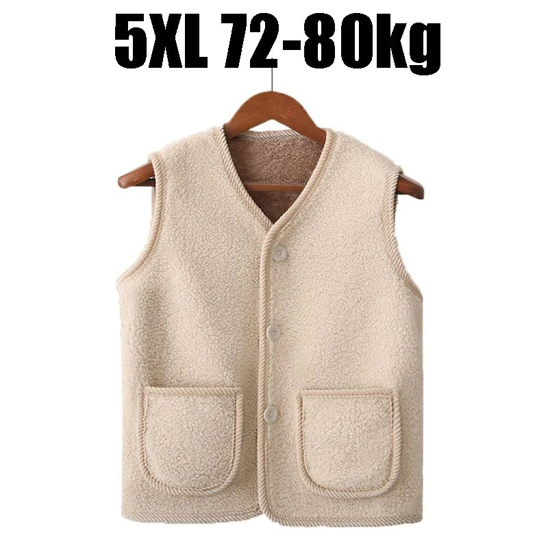 Women's Fleece Vest – Warm Plush-Lined Sleeveless Jacket Plus Size Fleece Vest Babs One Size Beige-5XL