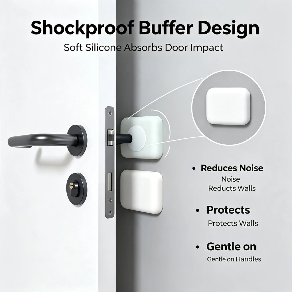 3-Pack Silicone Door Handle Bumpers – Self-Adhesive Wall Protector Door Bumper Pads Babs