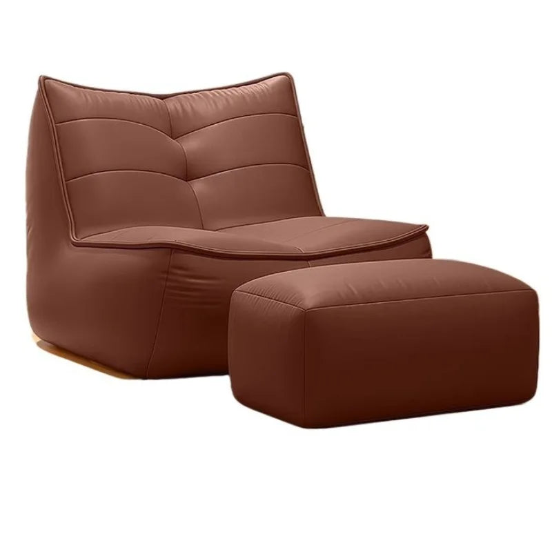 Luxury Leather Single Sofa with Ottoman | Modern Living Room Leather Living Room Sofa Babs
