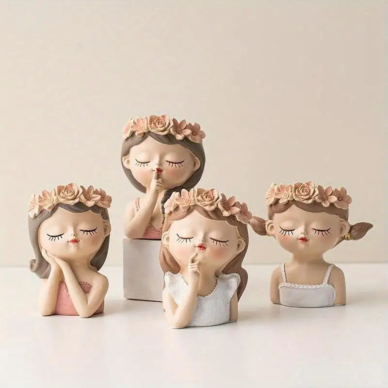 Nordic Cute Girl Resin Planter for Succulents & Cactus Decorative Planter Babs