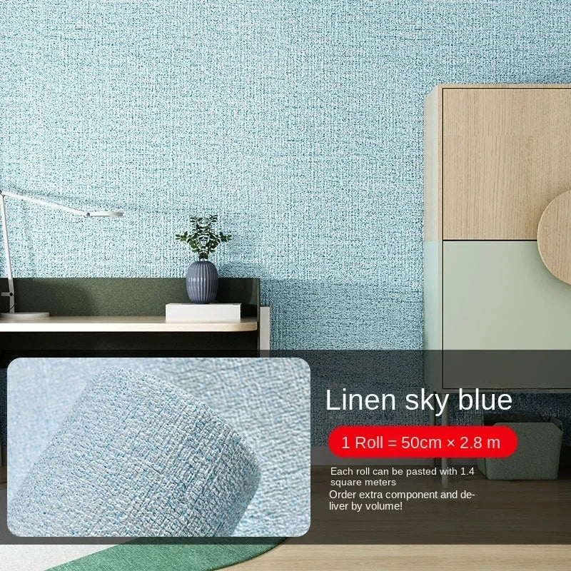 3D Linen Peel & Stick Wallpaper – Waterproof Self-Adhesive Roll Peel & Stick Wallpaper Babs YM-Blue 280cmx50cm