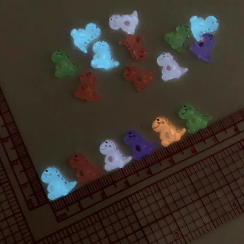 50Pc Glow Dinosaur Resin Charms – DIY Nail Hair Jewelry Resin Craft Charms Babs