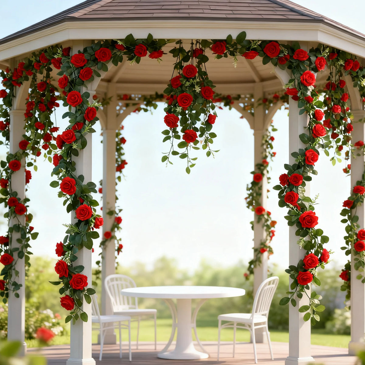 Artificial Rose Vine Silk Garland – Wedding & Home Décor, 220cm Silk Flower Garland Babs