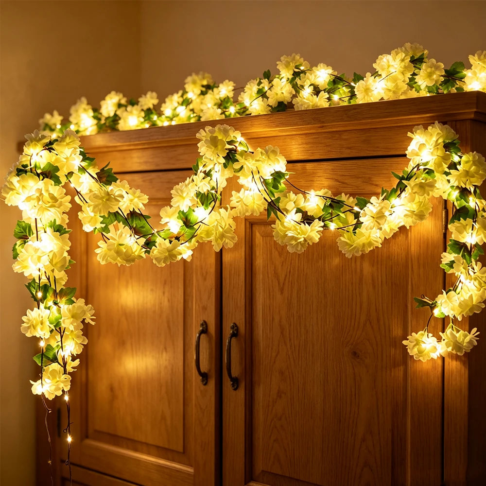 Cherry Blossom Vine LED Garland – Sakura Wedding Arch Decor Artificial Flower Garland Babs