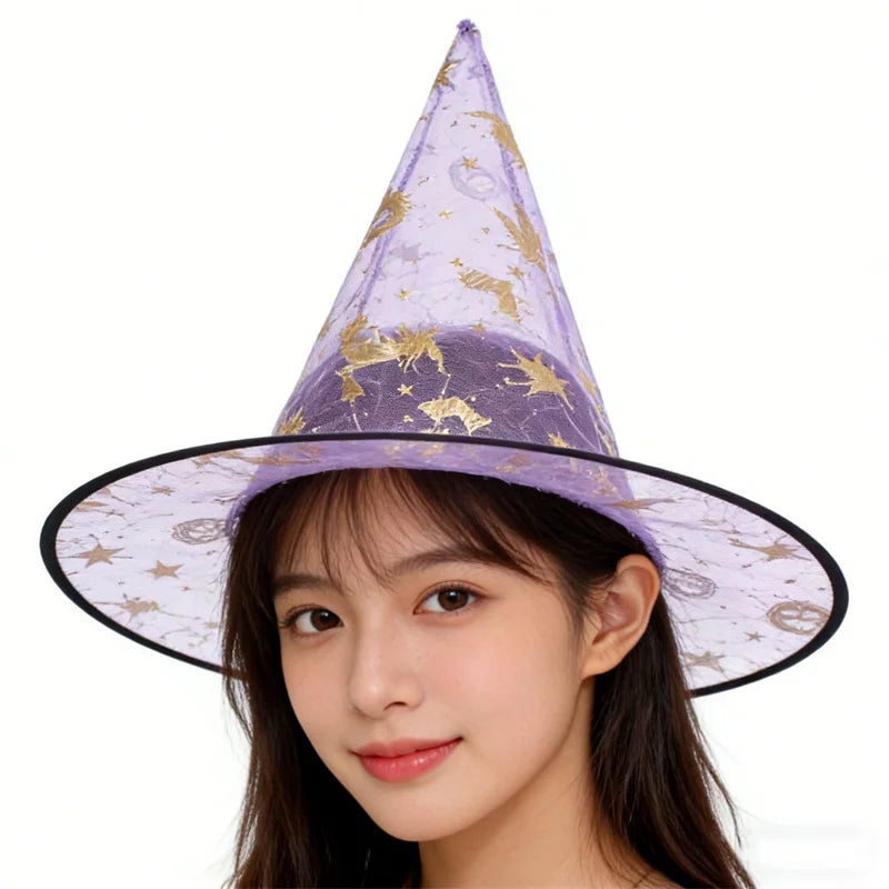 Halloween Witch Hat – Pumpkin Embossed Tulle Costume Hat Costume Hat Babs purple