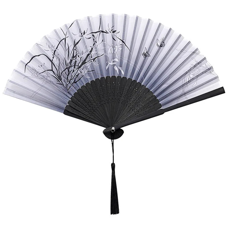 Chinese Style Folding Fan – Bamboo & Cloth Vintage Hand Fan Decorative Folding Fan Babs