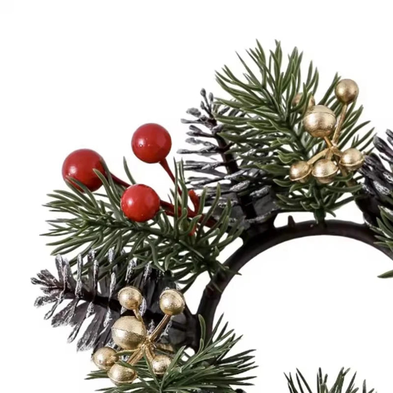Christmas Candle Ring – Pine, Pinecone & Berry Wreath Décor Christmas Candle Ring Babs