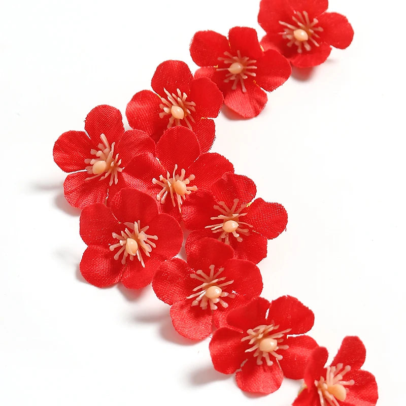 100Pcs Mini Silk Cherry Blossom Artificial Flower Heads | DIY Decor Artificial Flower Heads Babs