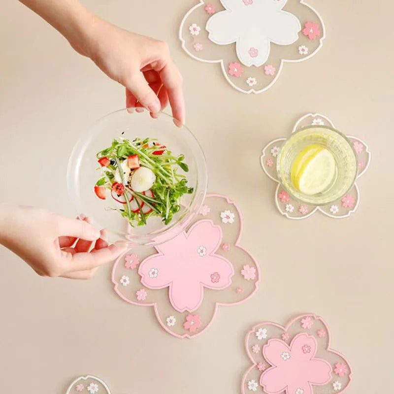 Sakura Blossom PVC Coaster – Insulated Floral Table Mat Decorative Coaster Babs