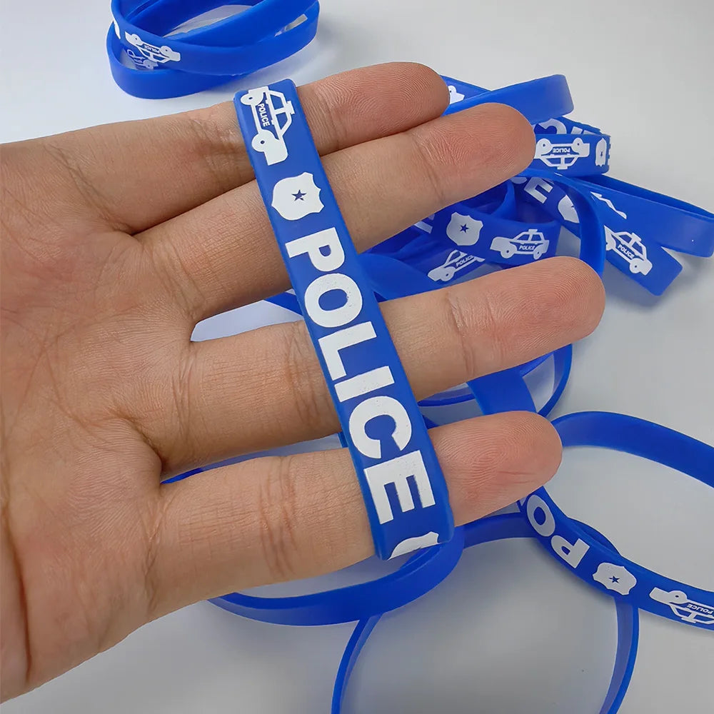Police Party Silicone Wristbands | 5-50 Pack Favor Bracelets Party Favor Wristbands Babs