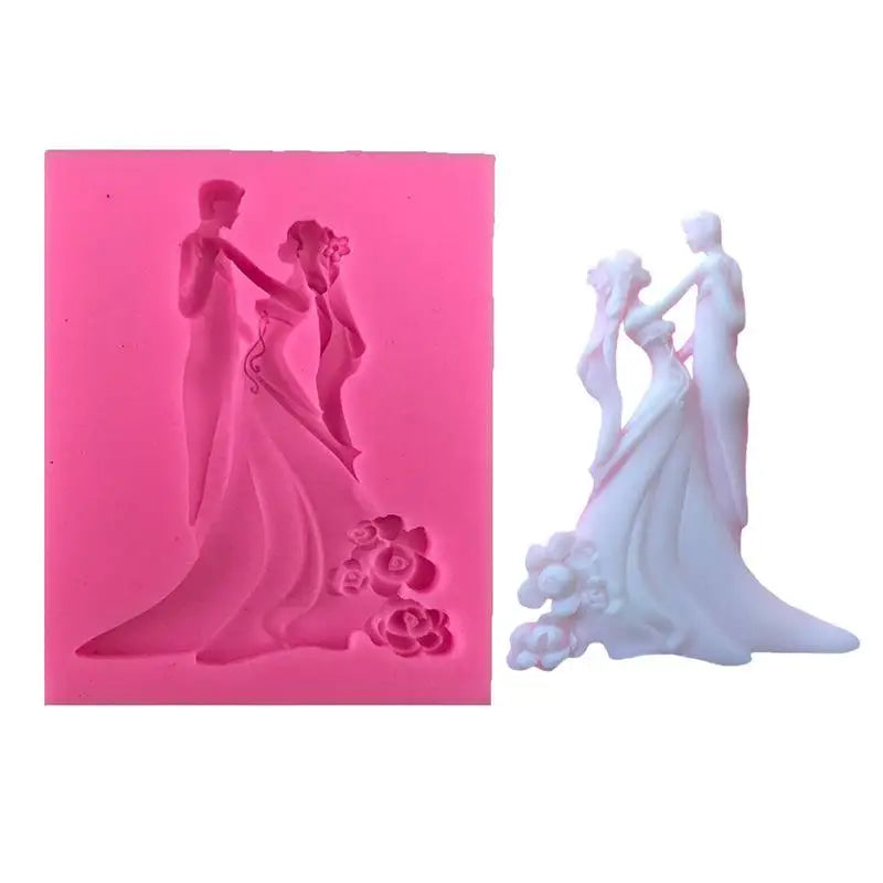 Bride & Groom Silicone Fondant Mold – Wedding Cake Decoration Silicone Baking Mold Babs