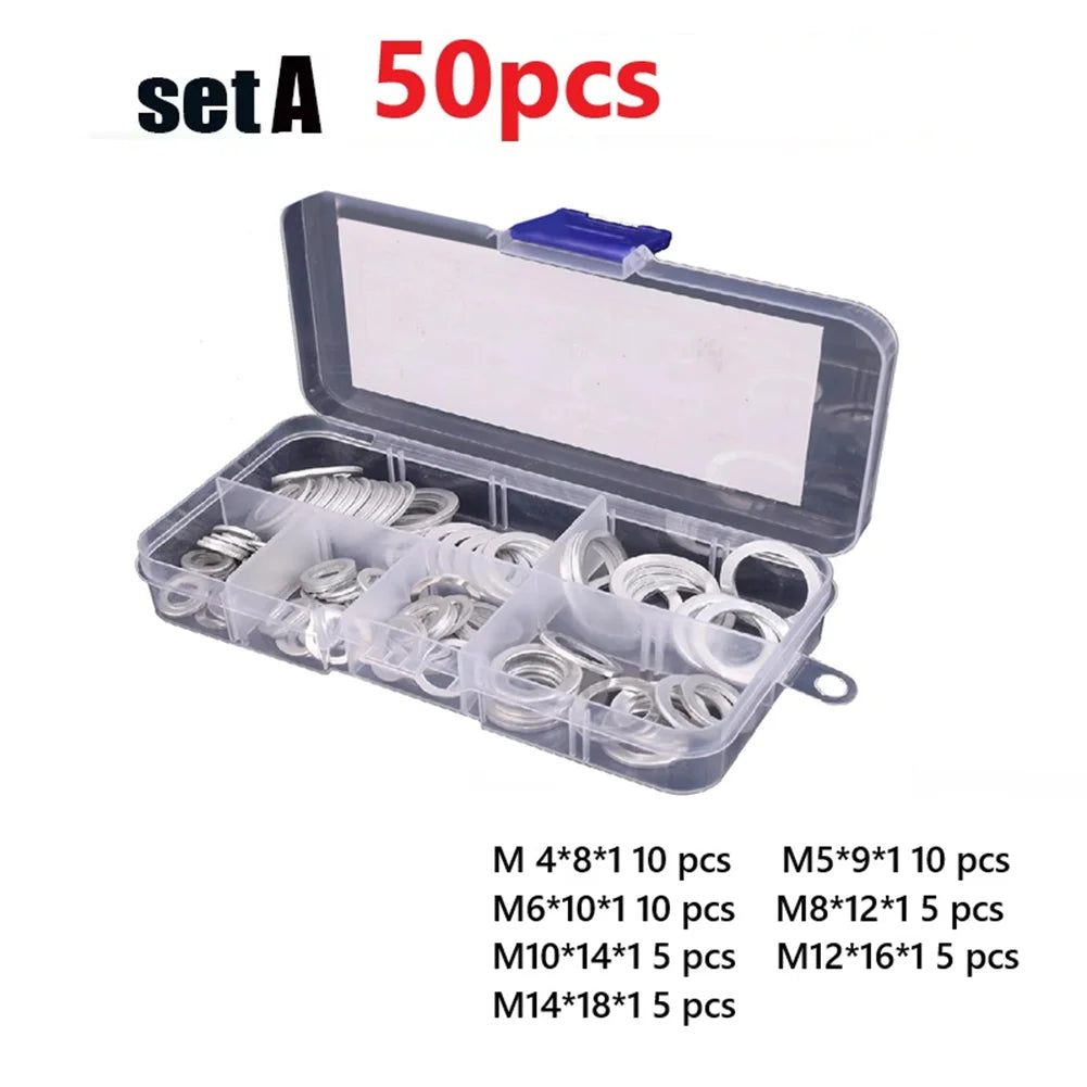 Copper Washer Gasket Set 50/100/120 Pcs Flat Ring Seal Kit Copper Washer Kit Babs 50pcs sheet