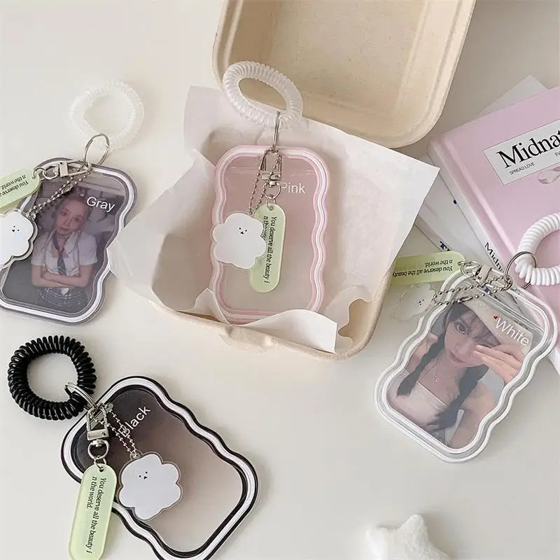 Silicone Photocard Holder Keychain with Elastic Rope Pendant Card Holder Keychain Babs
