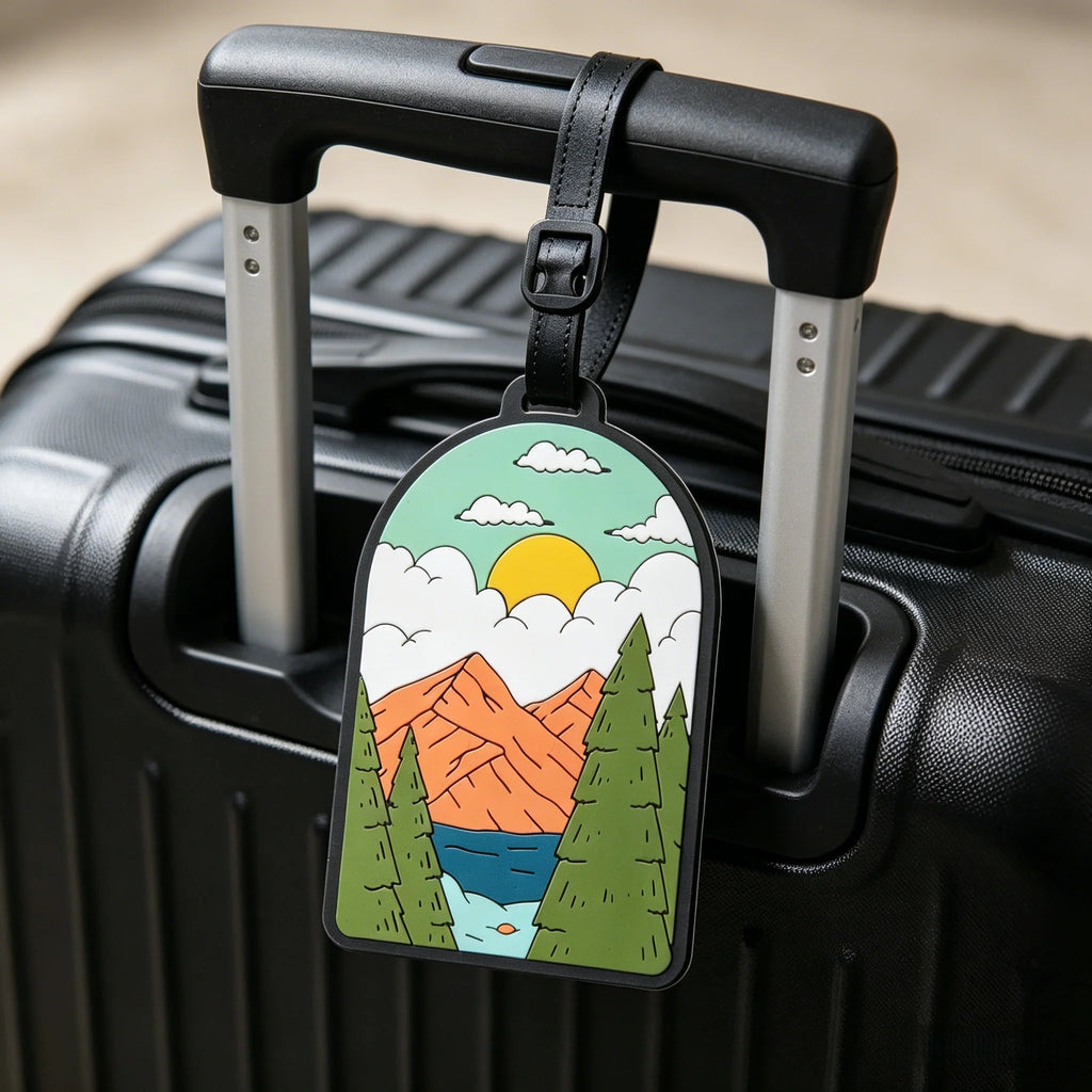 Luggage Tag Mountain Sunset Design – Privacy Protection Travel Luggage Tag Babs