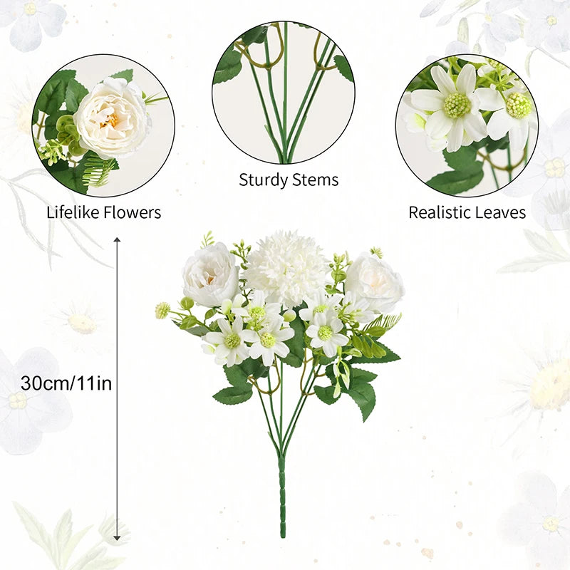 30cm Artificial Peony Hydrangea Daisy Bouquet | Wedding Decor Artificial Flower Bouquet Babs