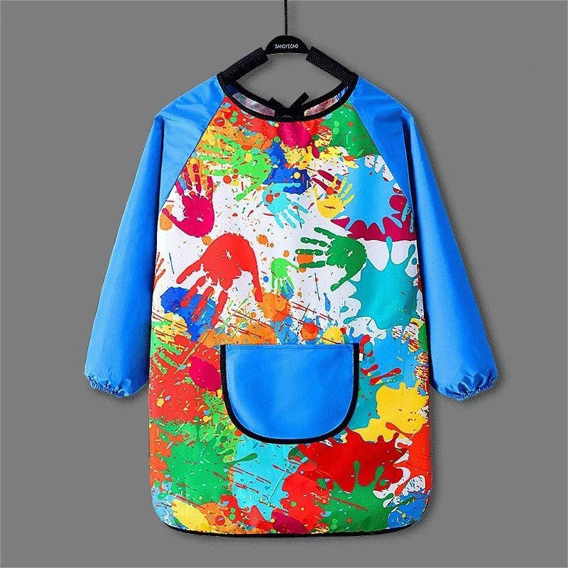 Kids Waterproof Long Sleeve Art Apron – Cartoon Paint Smock Kids Art Apron Babs