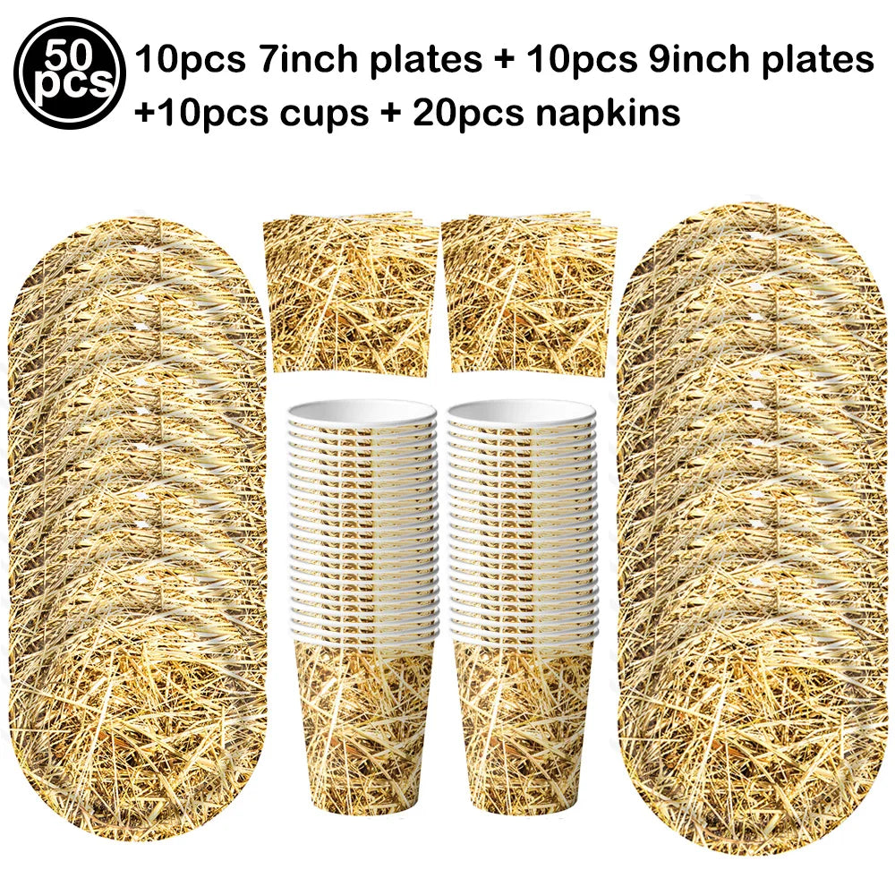Western Cowboy Party Boxes – Hay Bale & Wine Barrel Decor Props Party Decoration Boxes Babs DEEP BLUE AS show 28cm
