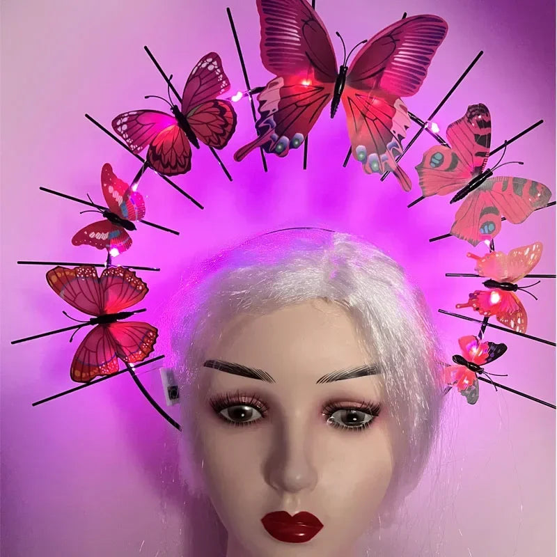 LED Flashing Butterfly Crown Headband – Glow Hair Accessory LED Glow Headband Babs