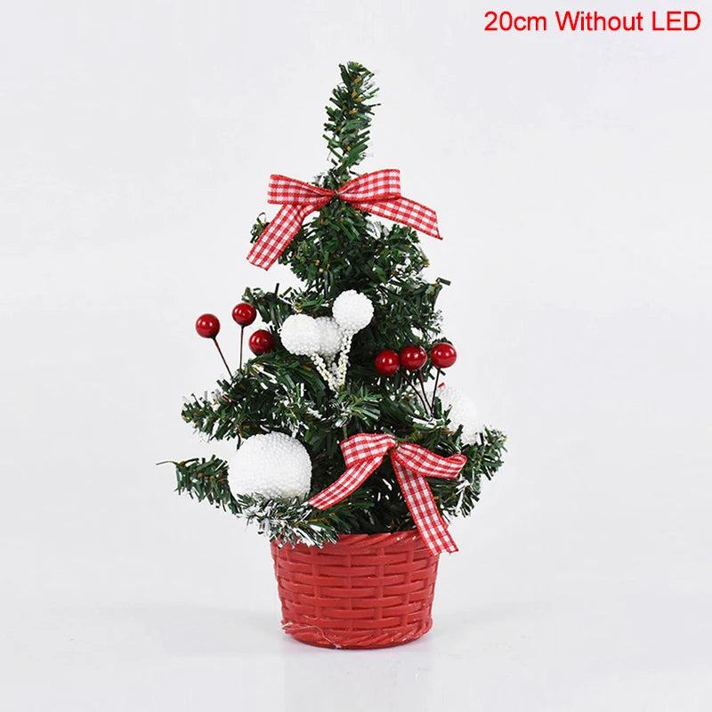 Mini Artificial Christmas Tree with LED Light Balls – Table Decor Tabletop Christmas Tree Babs 20cm red no LED 1 as picture