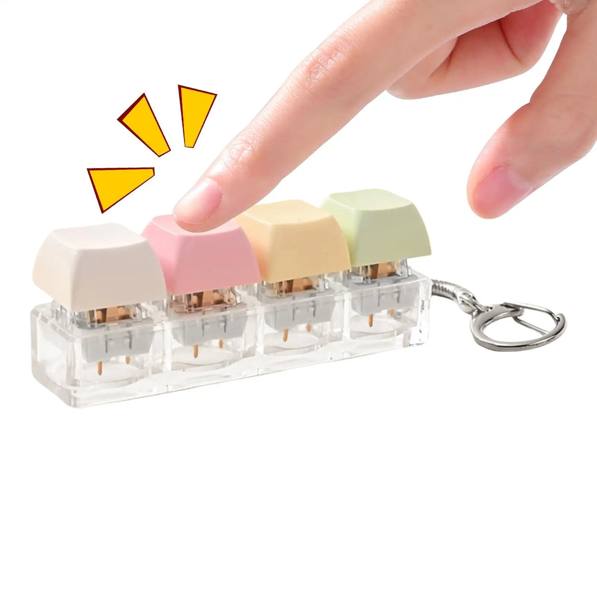 Acrylic Keycap Fidget Keychain – 4-Key Clicker Toy for Adults Fidget Keychain Toy Babs