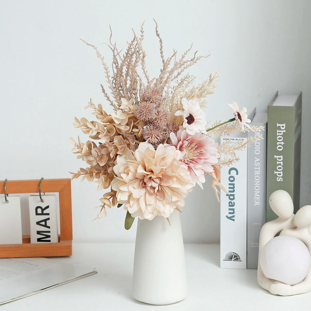 Champagne Artificial Dahlia Silk Flower for Home & Events Artificial Silk Flower Babs