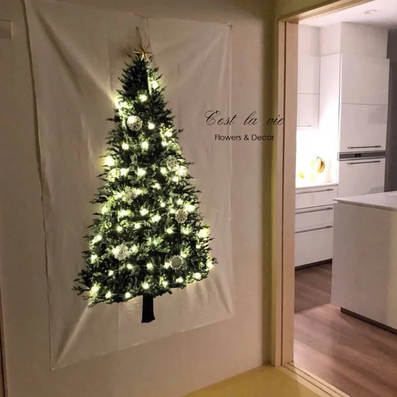 Christmas Pine Tree Tapestry Wall Hanging | Festive Home Décor Holiday Tapestry Babs