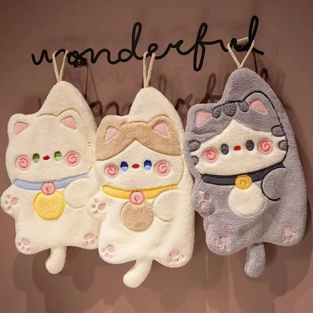 Cartoon Cat Coral Velvet Hand Towel – Quick Dry Absorbent Hand Towel Babs
