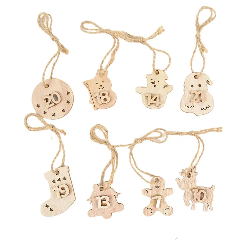 Christmas Advent Calendar Wooden Pendant Tags 1-24 Countdown Advent Calendar Tags Babs