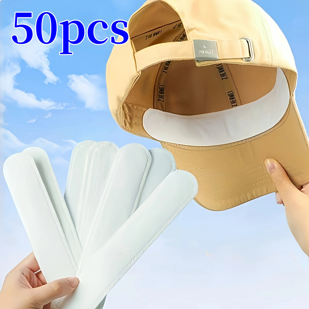 Hat Sweat Absorber Pads – Adhesive Cap Liner Sweatband 10/50PCS Hat Sweat Liner Pads Babs