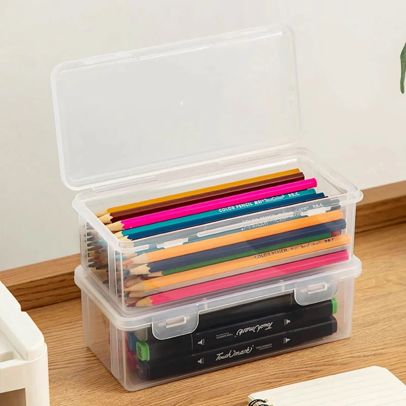 Transparent Pencil Case Large Capacity Plastic Storage Box Transparent Pencil Case Babs