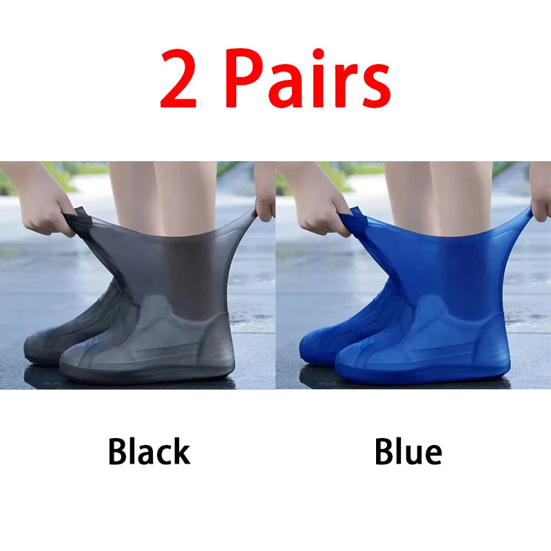 Waterproof Silicone Rain Shoe Covers – Rubber Boot Protectors Waterproof Shoe Covers Babs 2pcs Black Blue (39-46)General