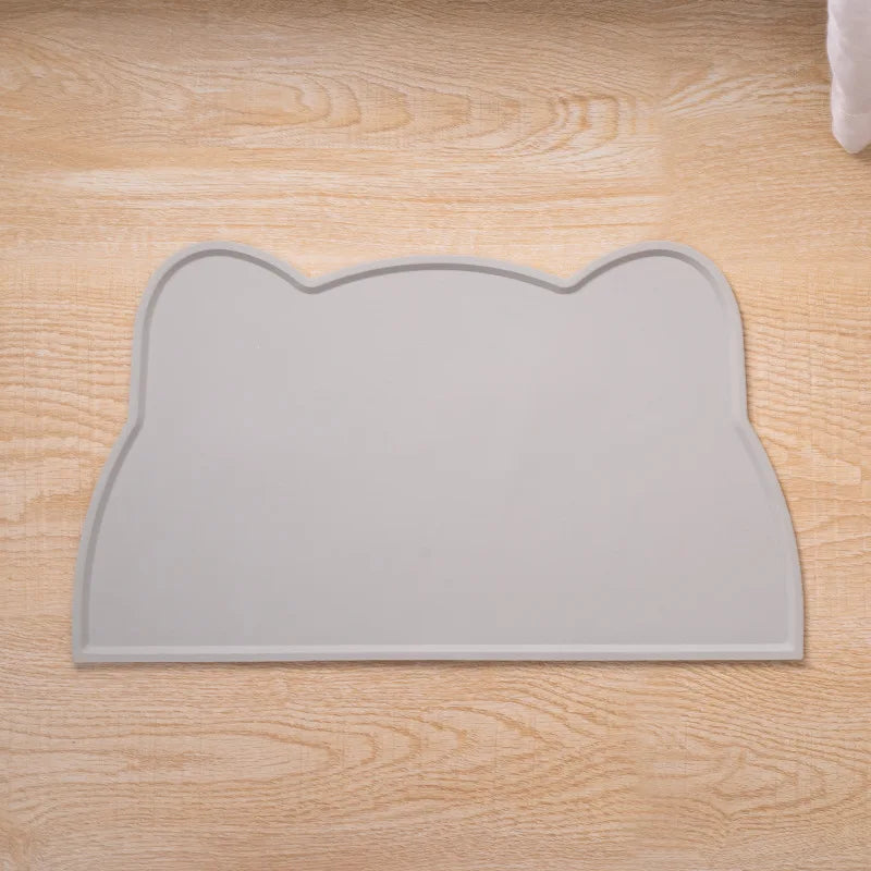 Silicone Pet Bowl Mat – Non-Slip, Waterproof Feeding Pad for Cats & Dogs Pet Feeding Mat Babs Grey