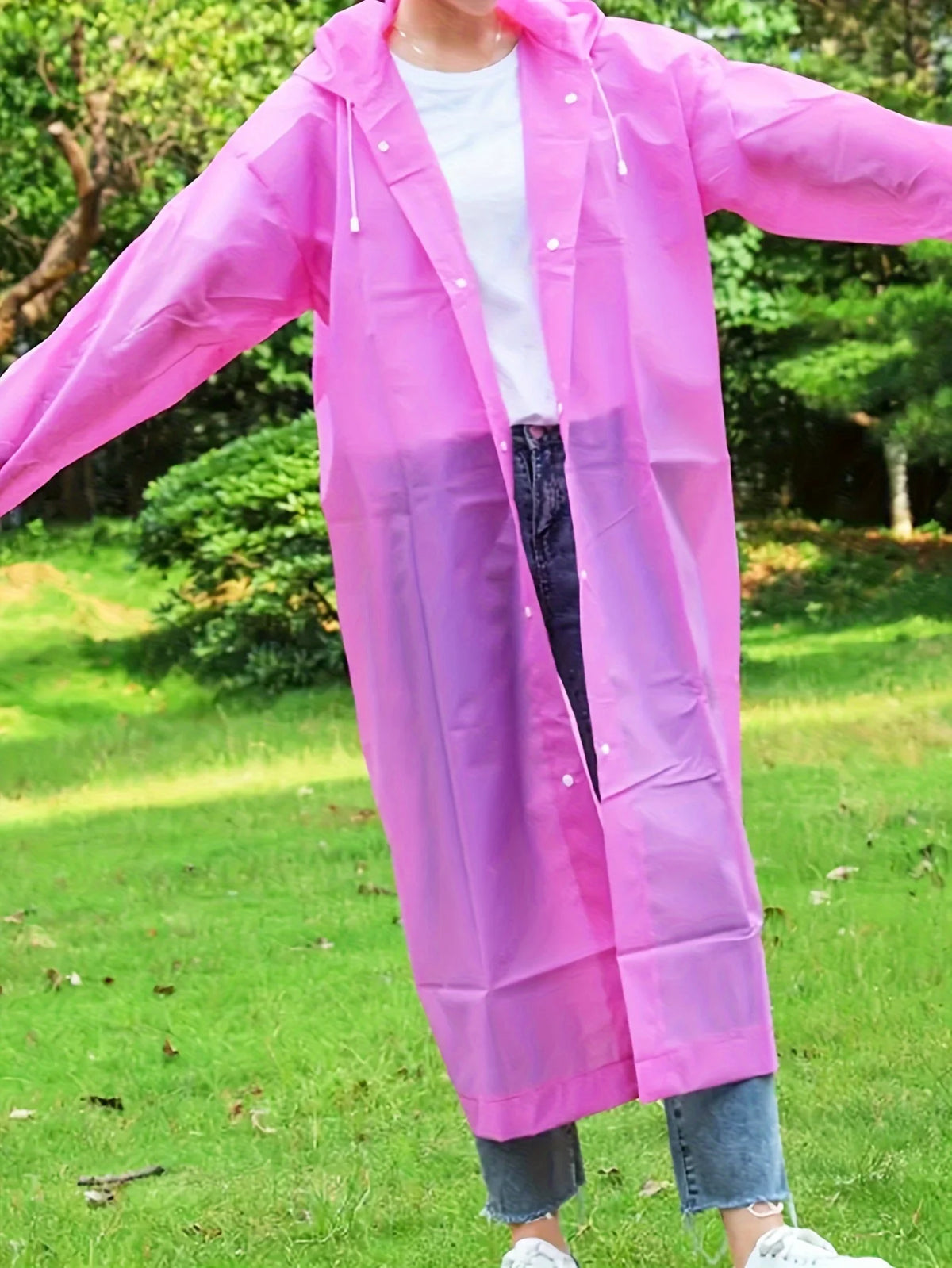 Pink Adult Raincoat – Windproof Waterproof Portable Rain Cape Waterproof Rain Cape Babs