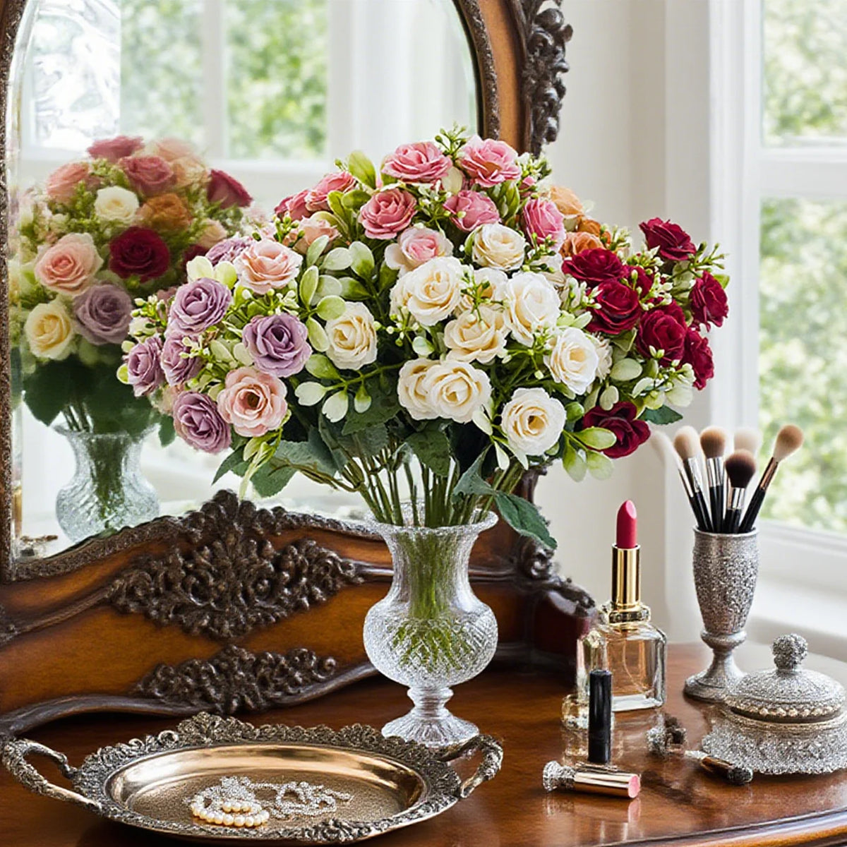 Silk Artificial Rose Flowers Wedding Bouquet & Home Decor 1/5pc Artificial Silk Flowers Babs