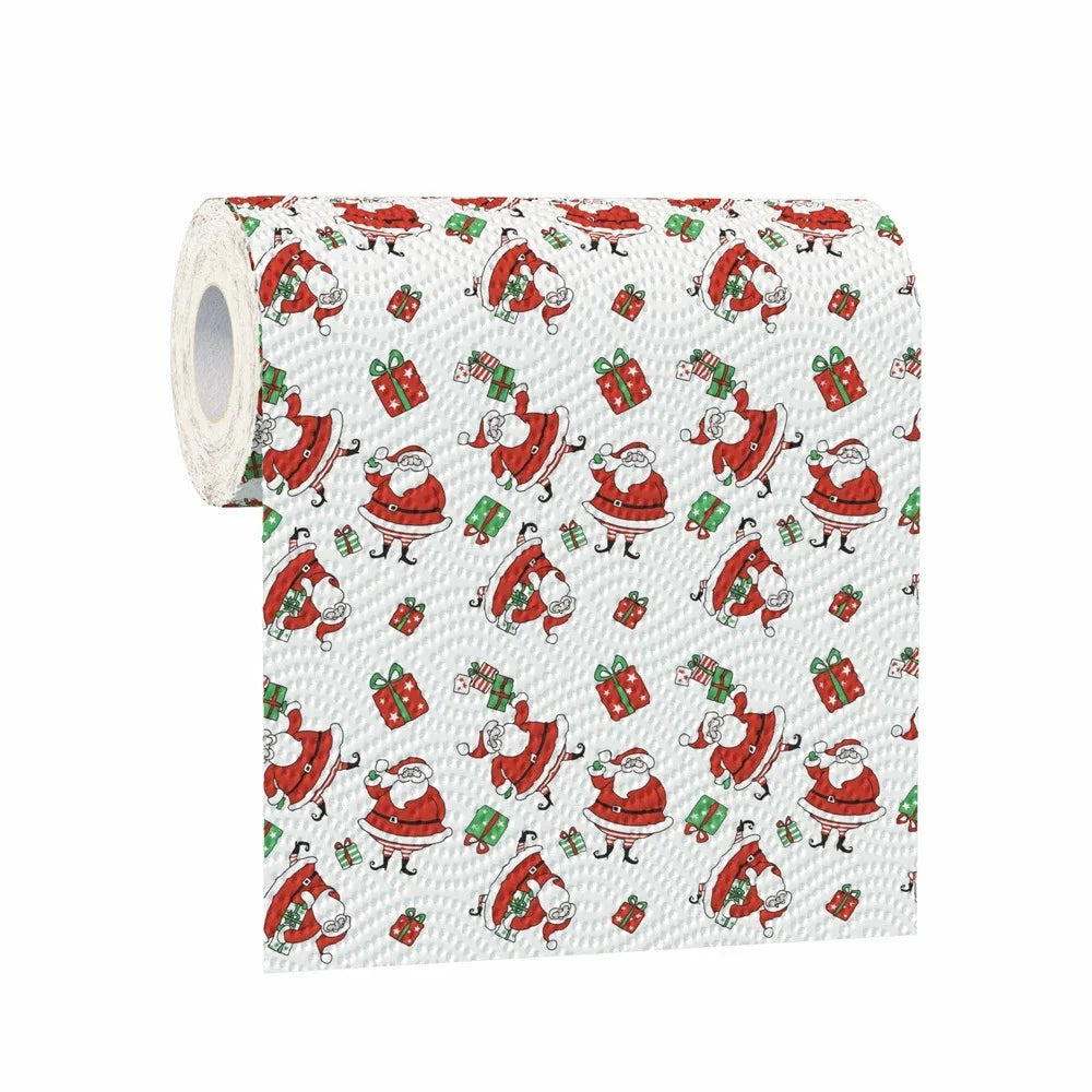 Christmas Paper Towels – Holiday Print Disposable Rolls, 48 Sheets Holiday Paper Towels Babs Santa Claus